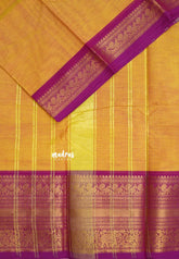 Mango Yellow - Karthigai silk cotton plain body with annam yanai border